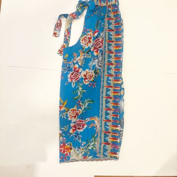 Johnny Was Silk Pants Blue Floral Size Small - Picture 4 of 8